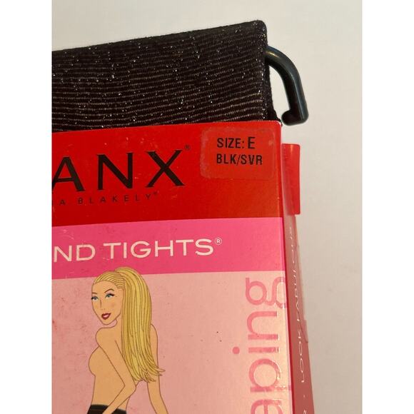 Spanx by Sara Blakely Body Shaping Lurex Tights Womens Size E Black Patterned - Picture 2 of 5